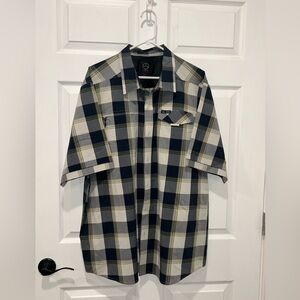 Wrangler All Terrain Gear ATG Shirt Vented Plaid Short Sleeve Button Up Mens XXL